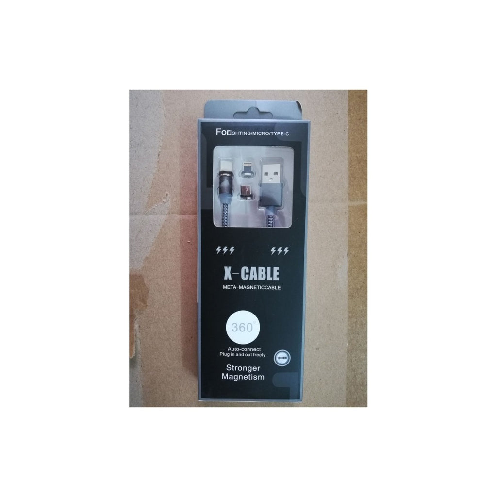 Câble magnétique 3 en 1 Micro USB Lightning Type C pour Android Apple, Gris
