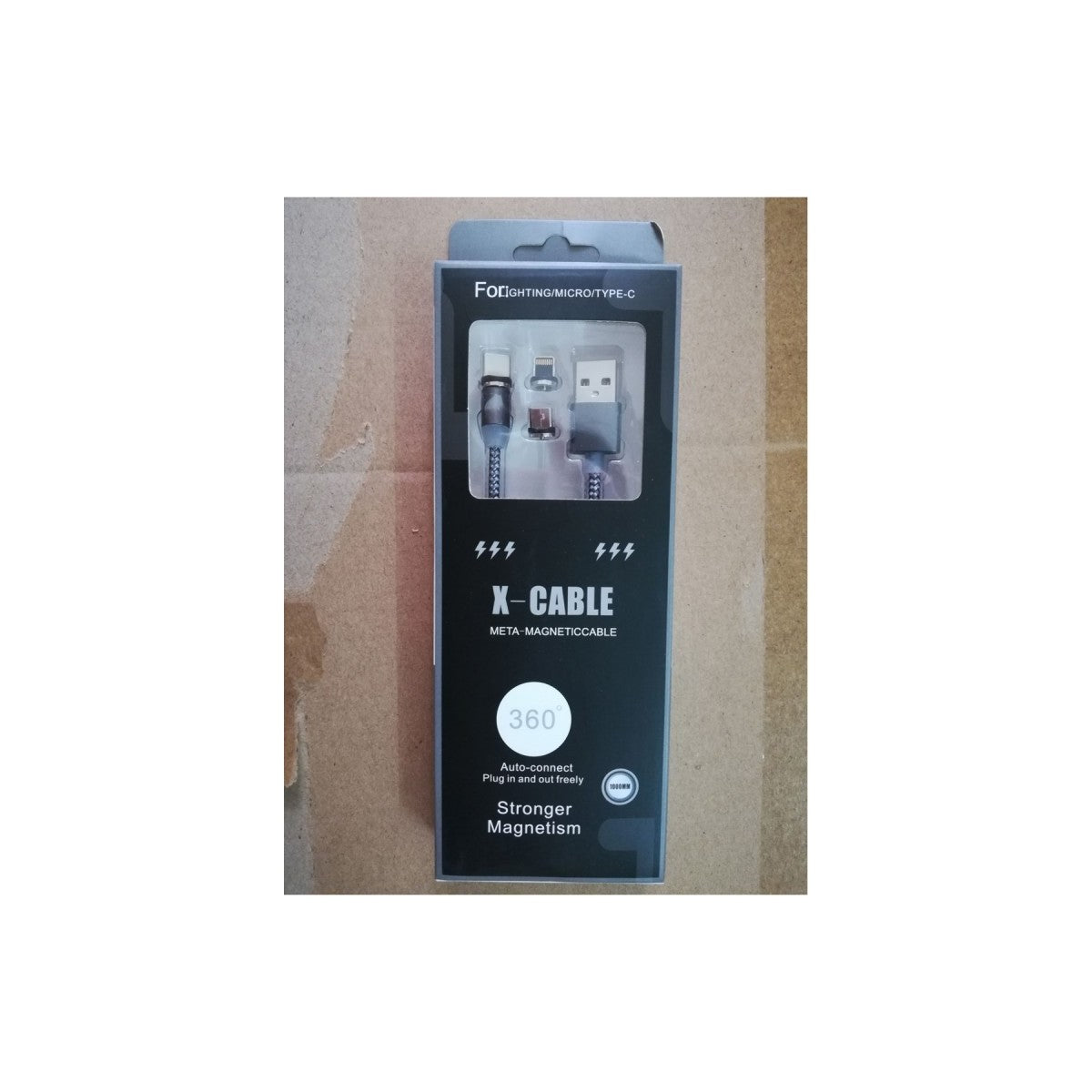 Câble magnétique 3 en 1 Micro USB Lightning Type C pour Android Apple, Gris