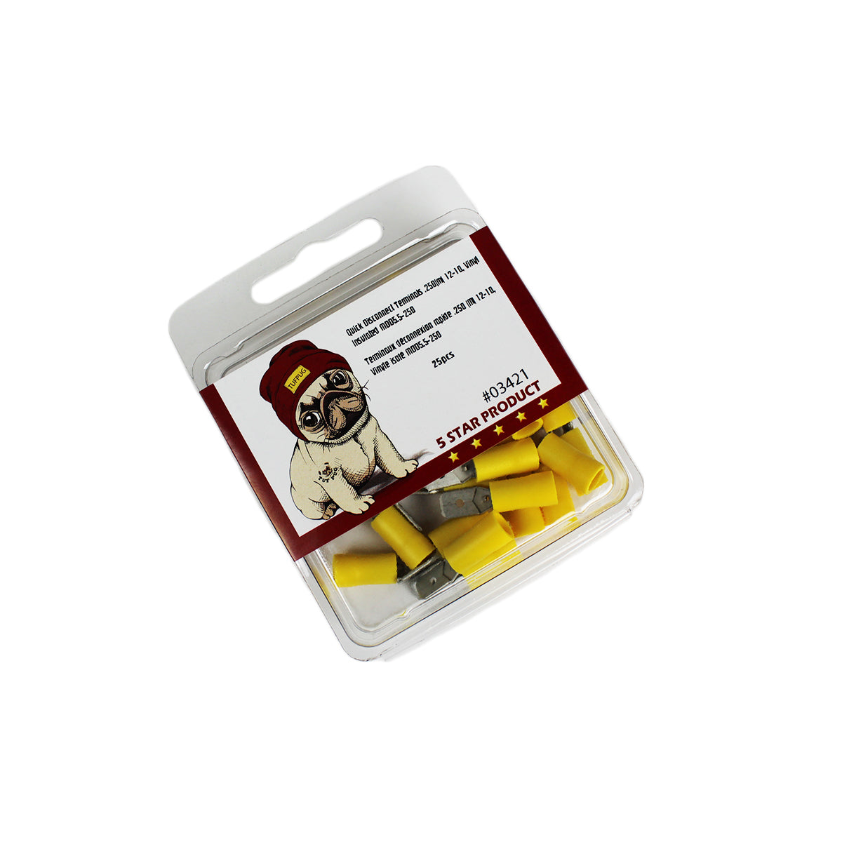 Cosses à déconnexion rapide mâles 0,250 po, 12-10 AWG, vinyle, sac de 25