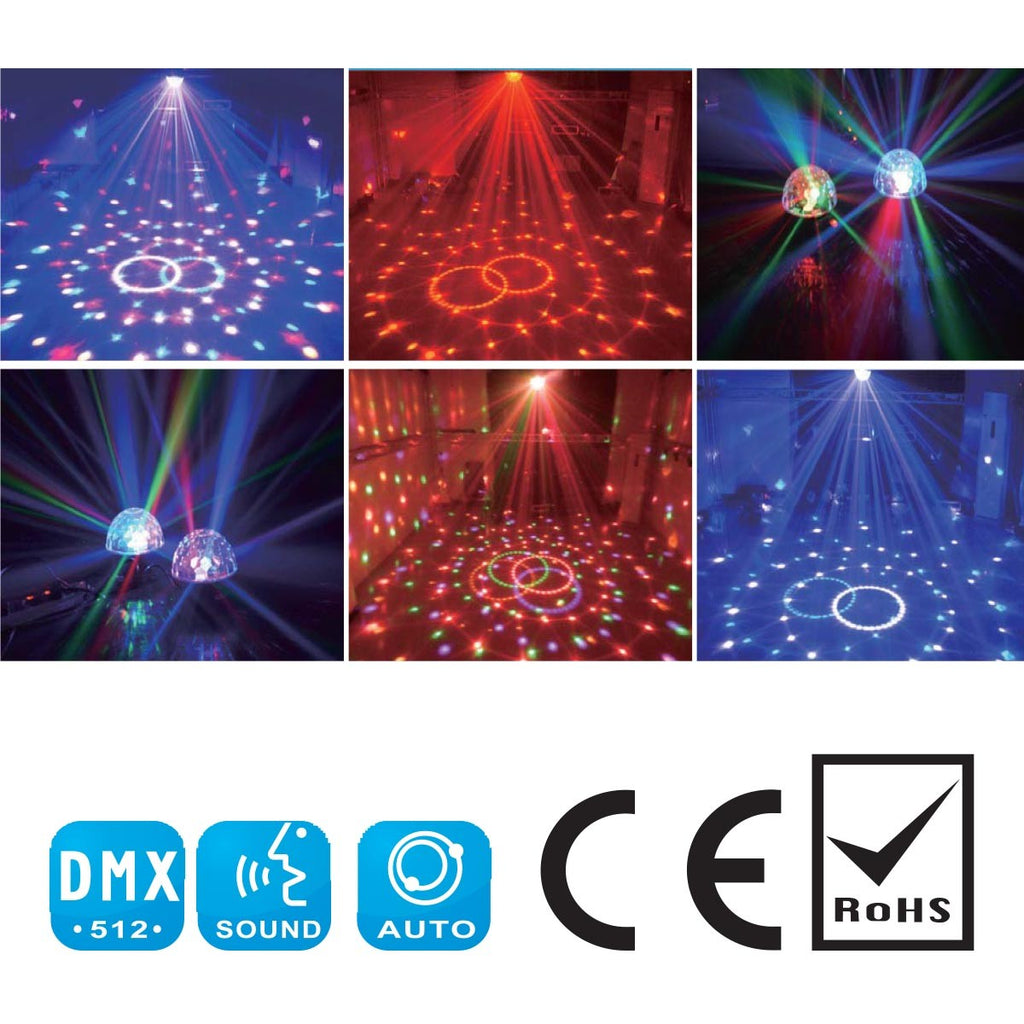 Boule lumineuse DEL RGB rotative, 6 x 3 W, prête à brancher