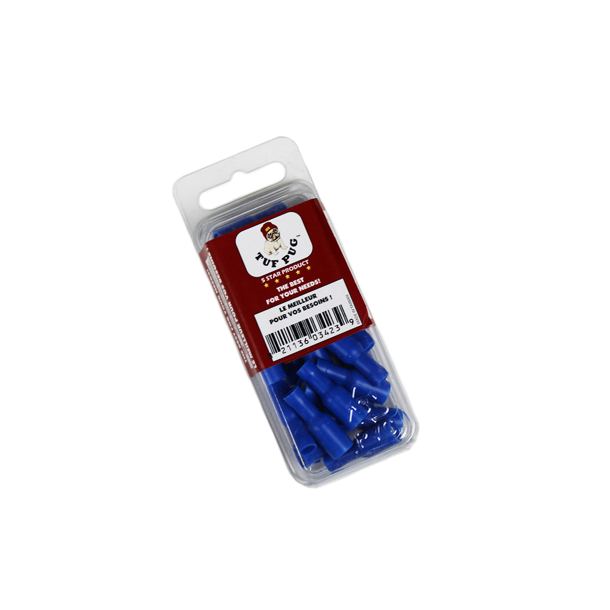 Cosses balle femelles 0,195 po, 16-14 AWG, vinyle, bleu, sac de 25