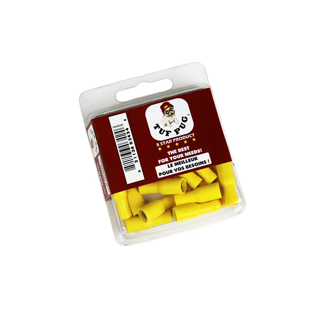 Cosses balle femelles 0,195 po, 12-10 AWG, vinyle, jaune, sac de 25