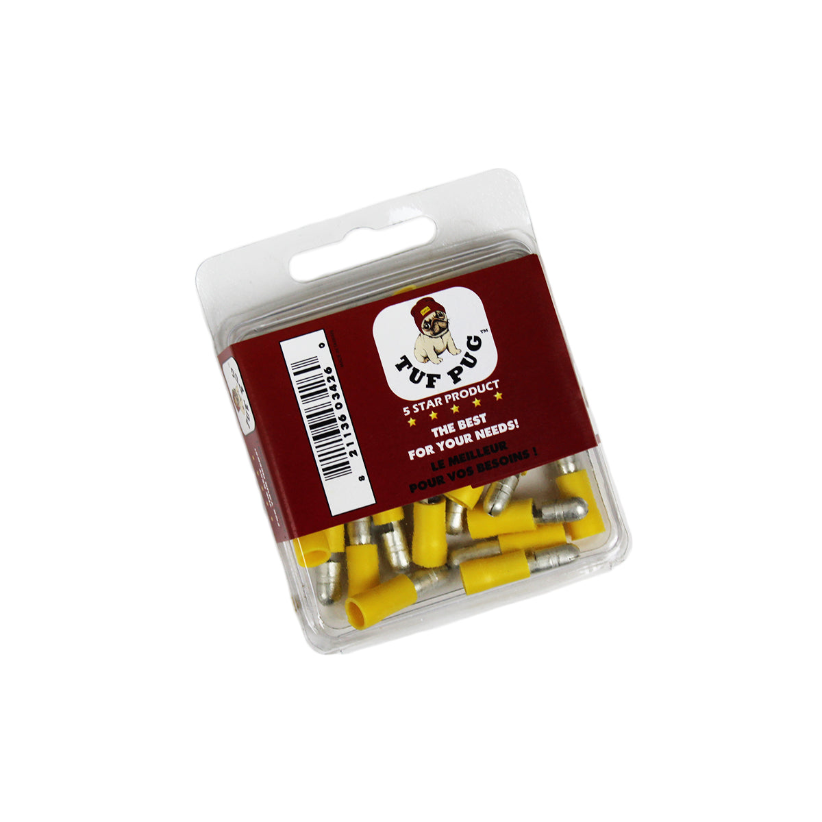 Cosses balle mâles 0,195 po, 12-10 AWG, vinyle, jaune, sac de 25