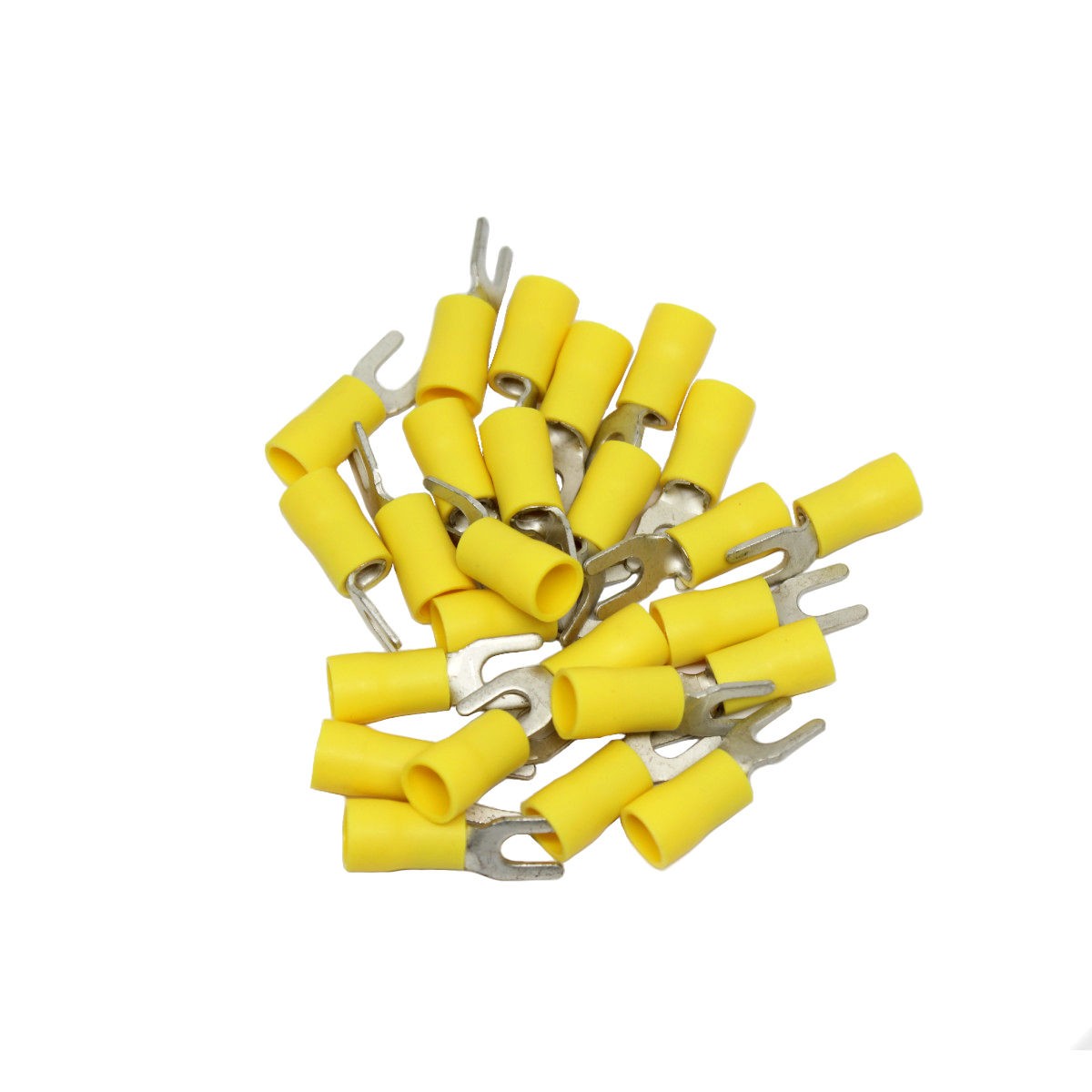 Cosses à fourche n° 8, 12-10 AWG, vinyle, jaune, sac de 25