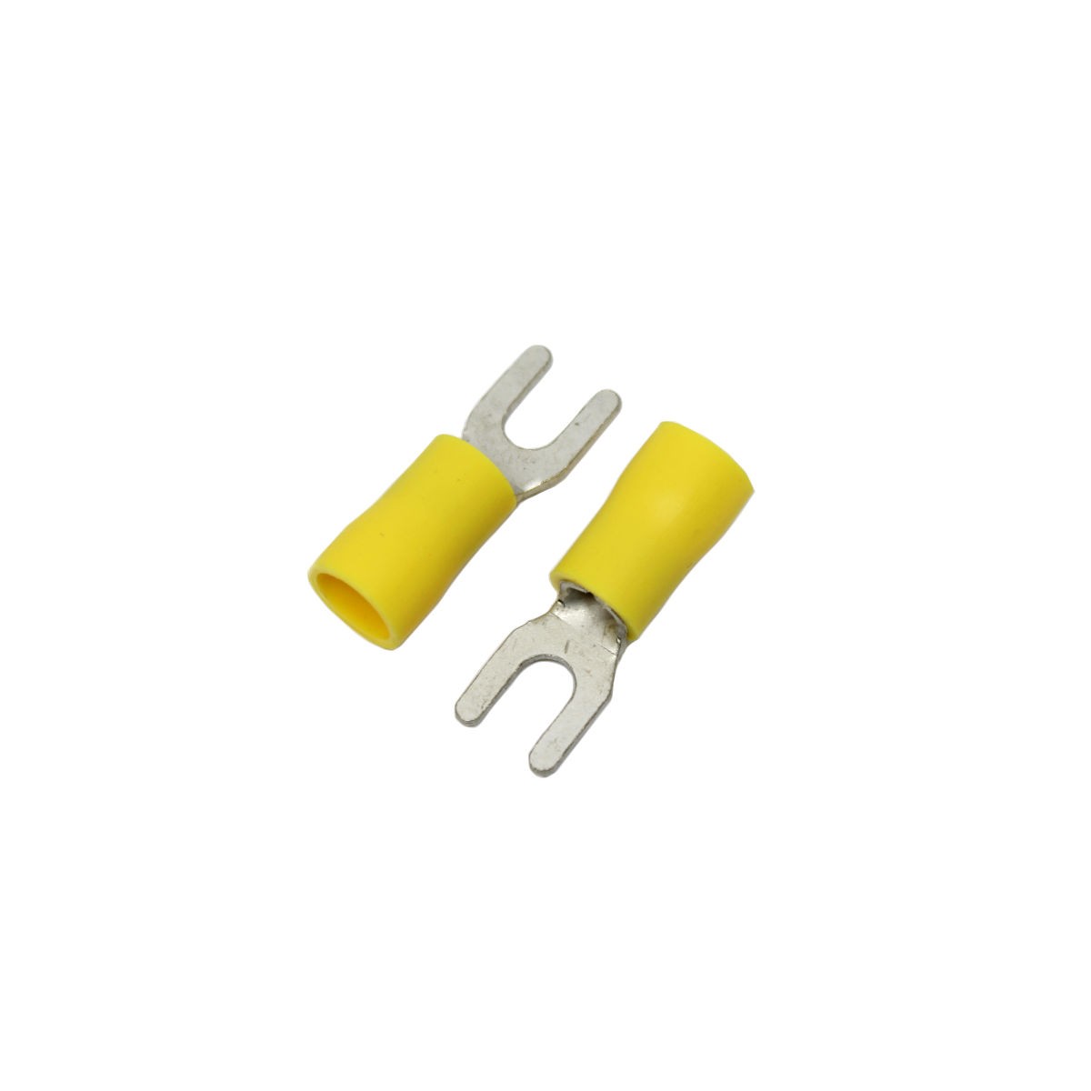 Cosses à fourche n° 8, 12-10 AWG, vinyle, jaune, sac de 25