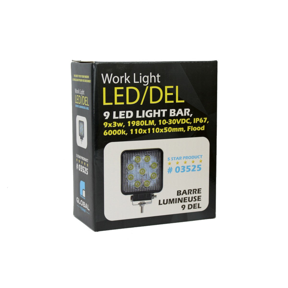 Phare DEL pour véhicule, faisceau large, 27 W, 1980 lm, 10-30 V CC, IP67