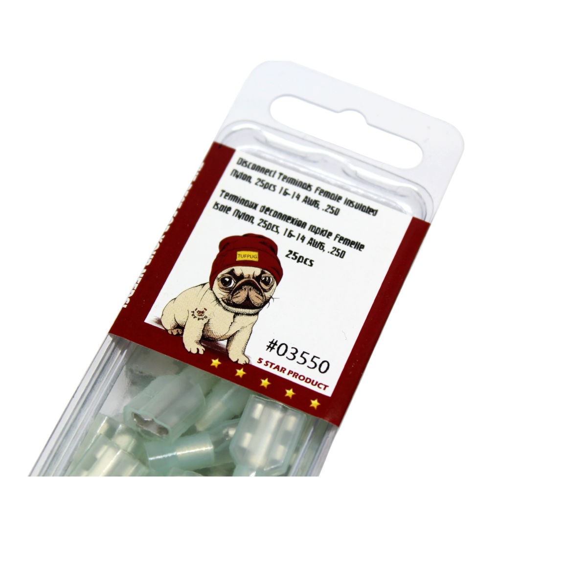 Cosses à déconnexion rapide femelles 0,250 po, 16-14 AWG, nylon, sac de 25