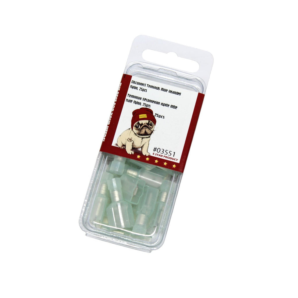 Cosses à déconnexion rapide mâles 0,250 po, 16-14 AWG, nylon, sac de 25