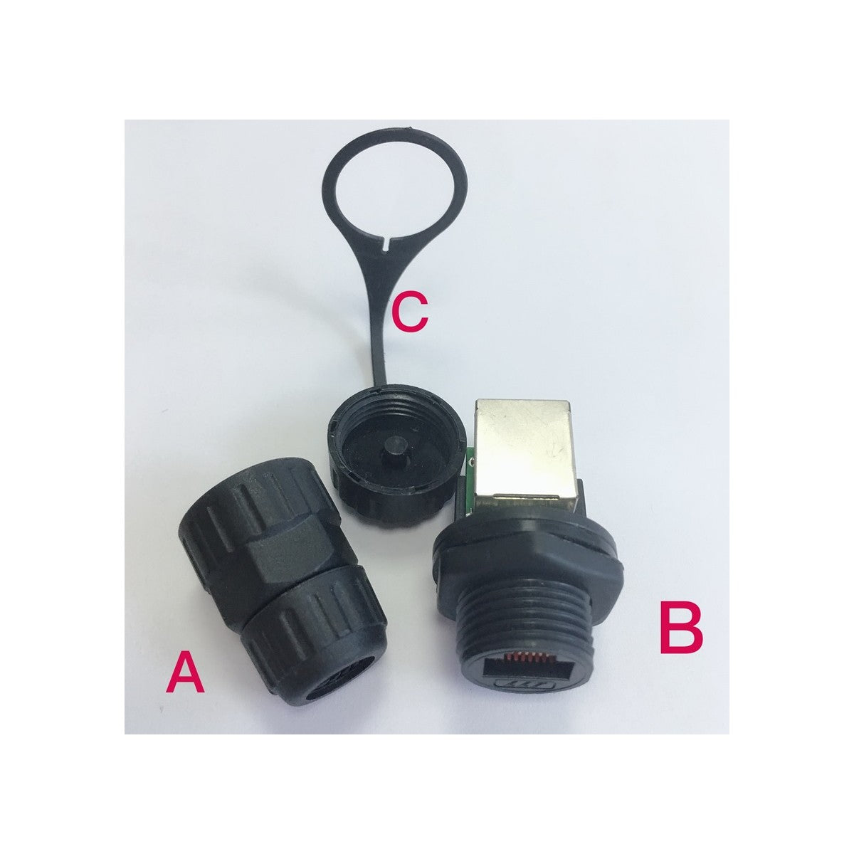 Coupleur CAT6 blindé RJ45 femelle-femelle à traversée de cloison, IP67, noir