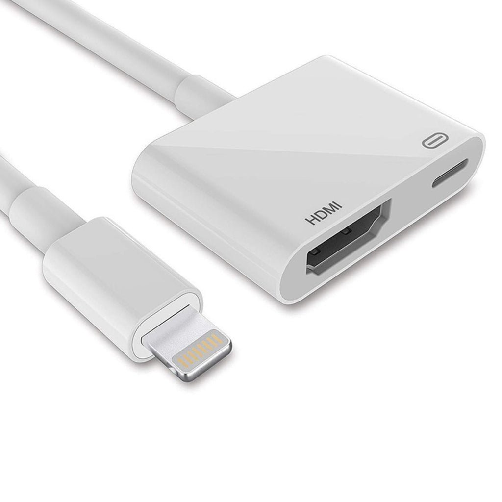 Adaptateur Lightning vers HDMI femelle avec charge Lightning, 1080p, blanc