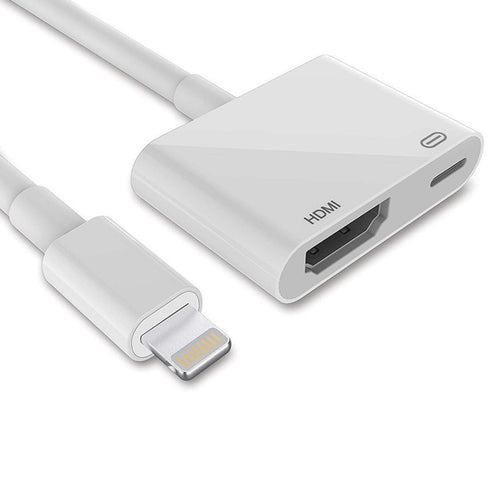 Adaptateur Lightning vers HDMI femelle avec charge Lightning, 1080p, blanc