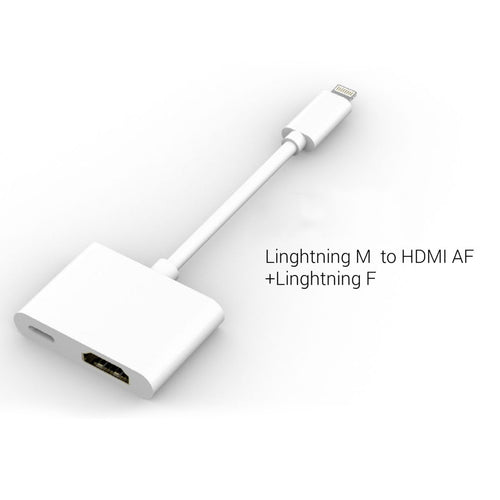 Adaptateur Lightning vers HDMI femelle avec charge Lightning, 1080p, blanc