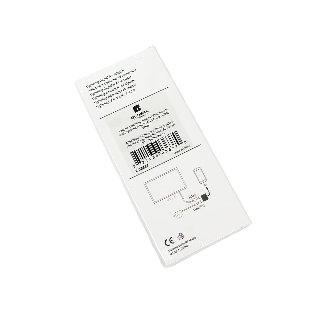 Adaptateur Lightning vers HDMI femelle avec charge Lightning, 1080p, blanc