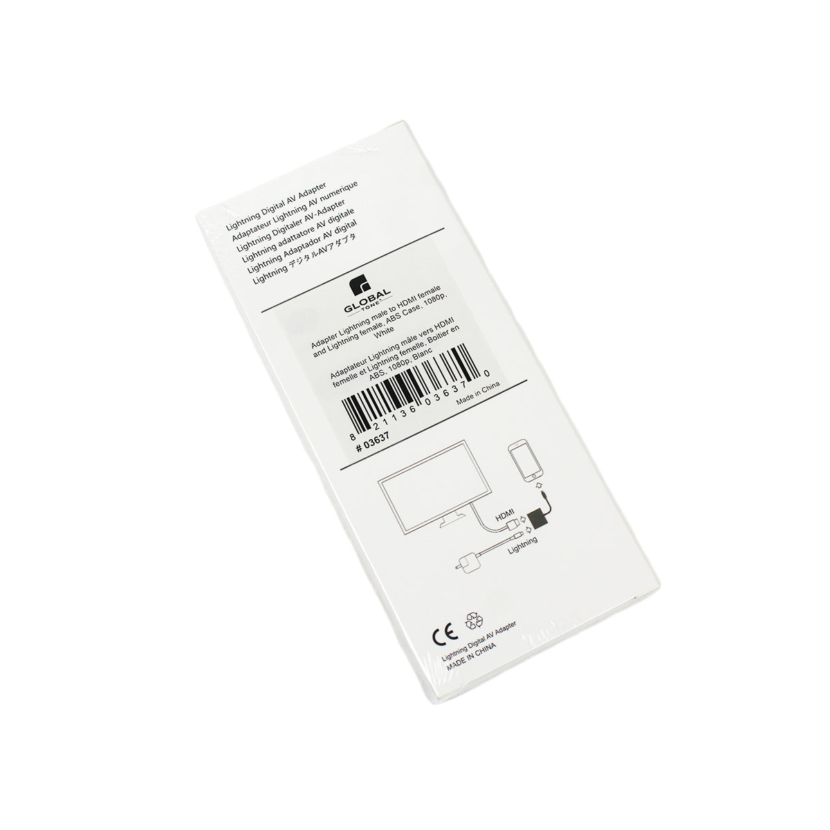 Adaptateur Lightning vers HDMI femelle avec charge Lightning, 1080p, blanc