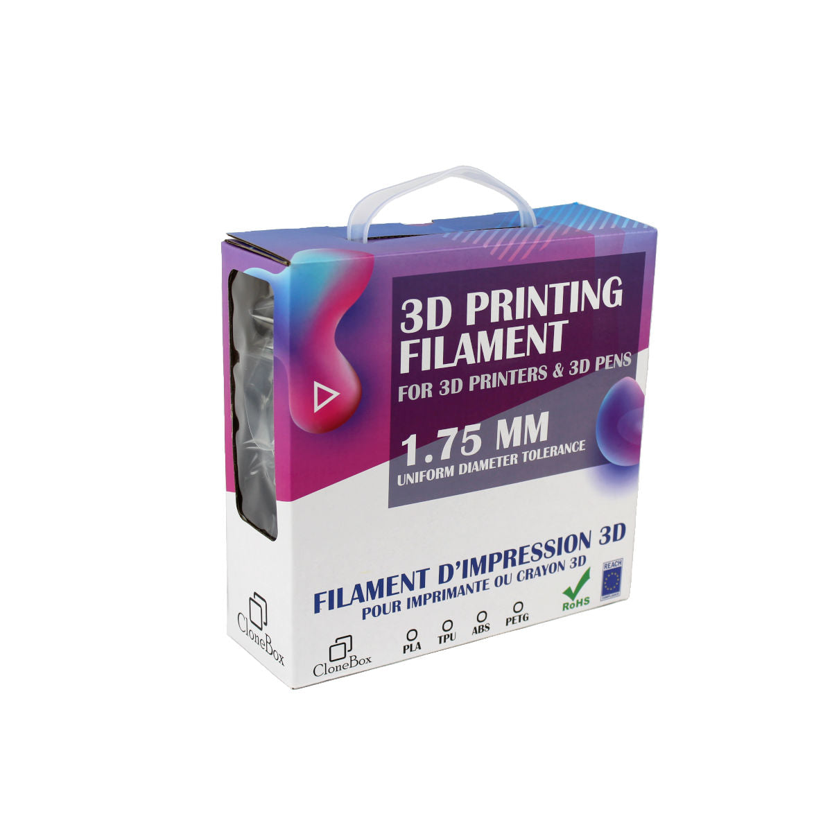 CloneBox Filament PLA soie 1,75 mm pour imprimante 3D, 1 kg, cuivre clair