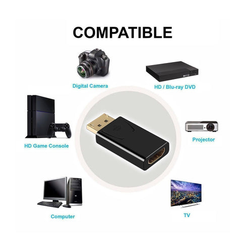 Adaptateur DisplayPort mâle vers HDMI femelle, plaqué or, 4K 30 Hz