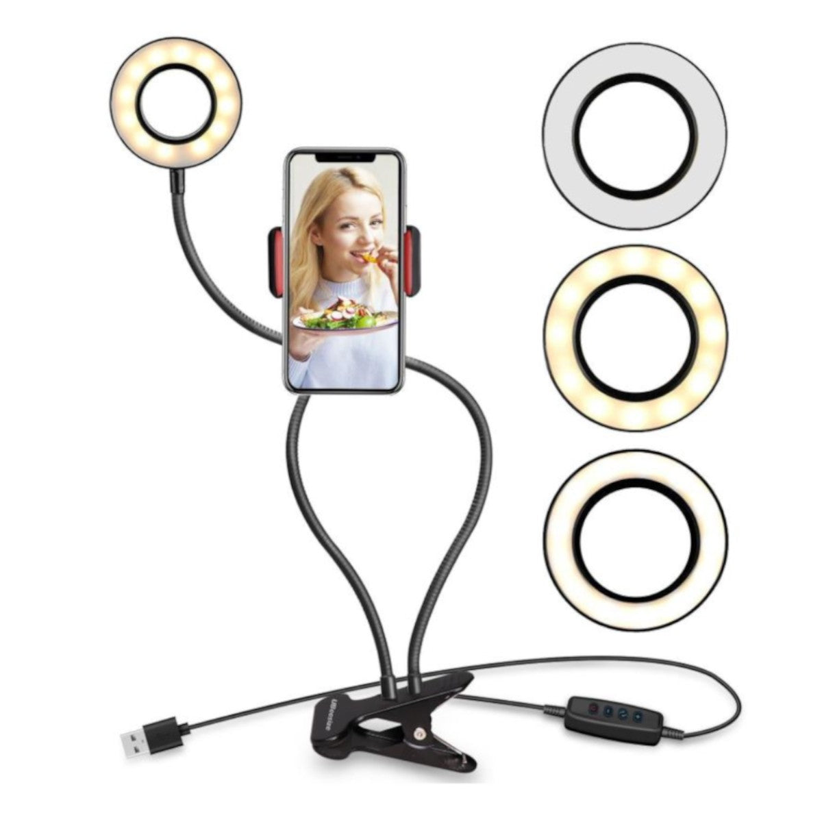 Lumière anneau pour selfie avec support pour téléphone