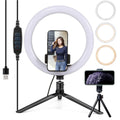 Lumière anneau 10" pour selfie avec 2 supports pour téléphone et 2 trépieds