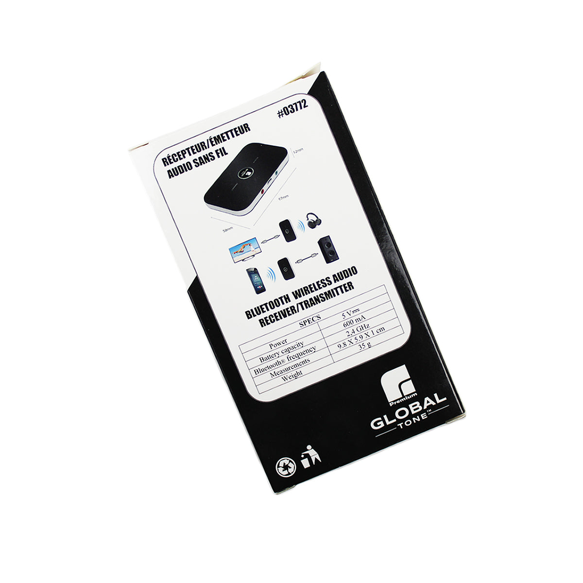 Globaltone Émetteur et récepteur audio Bluetooth 2 en 1
