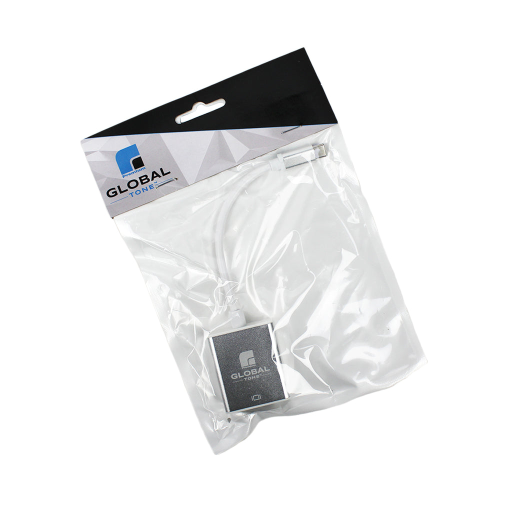 Globaltone Adaptateur USB-C mâle vers VGA femelle, aluminium argent, 15 cm