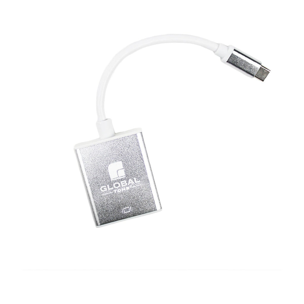 Globaltone Adaptateur USB-C mâle vers VGA femelle, aluminium argent, 15 cm