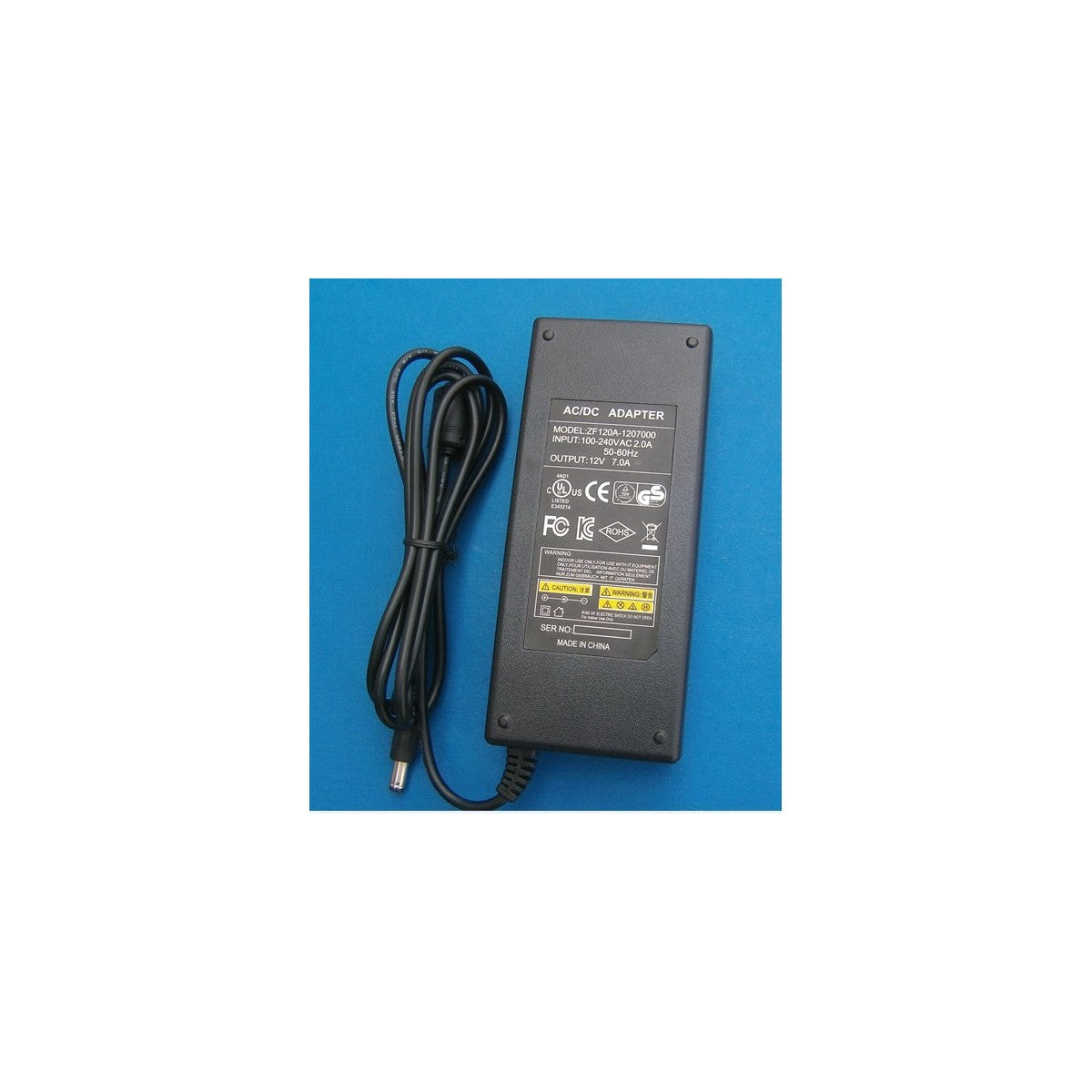 switching power supply 12vdc 2.1x5.5mm  7A  no power cord,  cULus