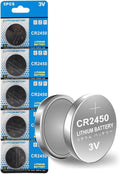 Piles bouton lithium CR2450 3 V, 550 mAh, paquet de 5