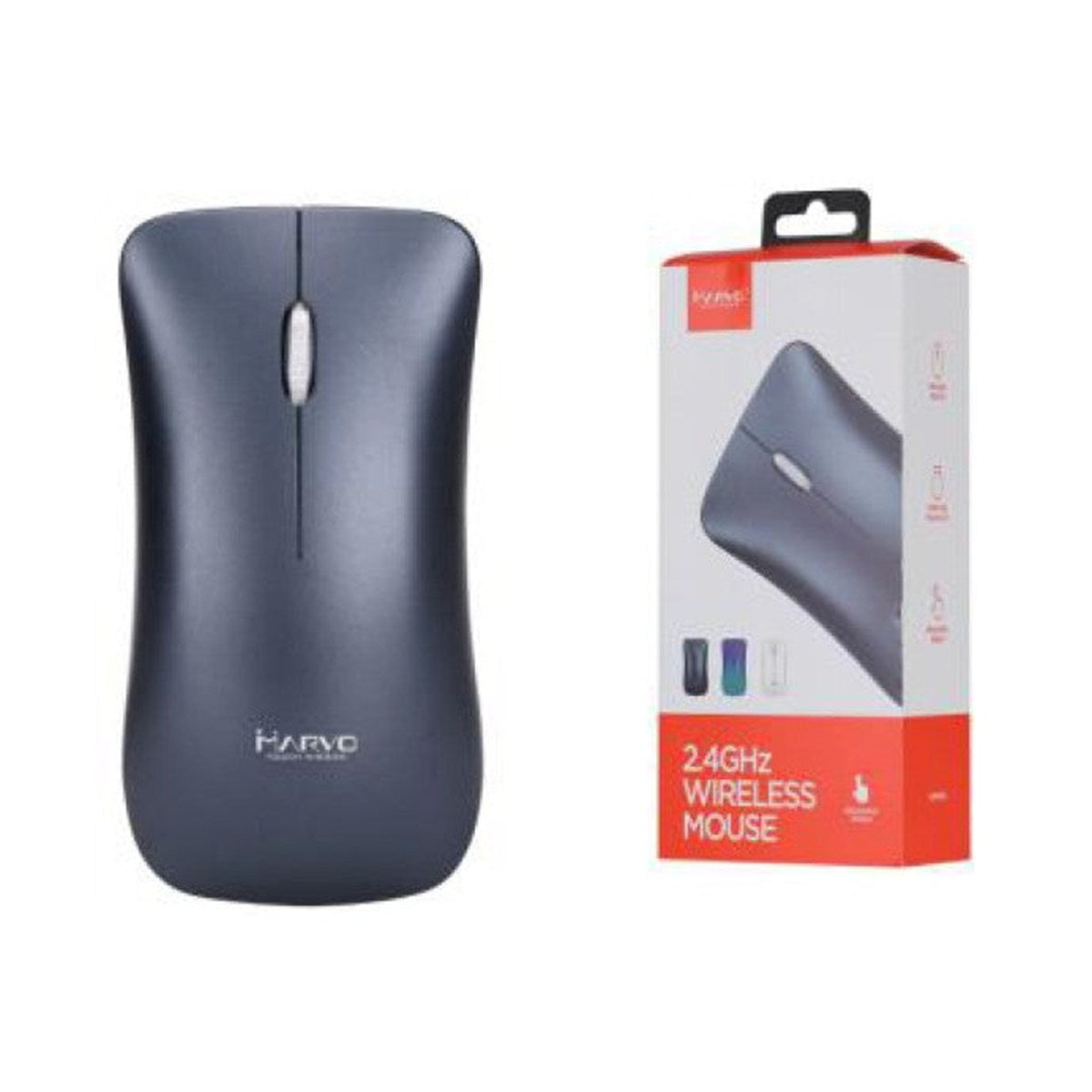 Marvo Office Souris sans fil 2,4 GHz, 3 boutons, 1600 DPI, batterie intégrée, noir (DWM102BK)