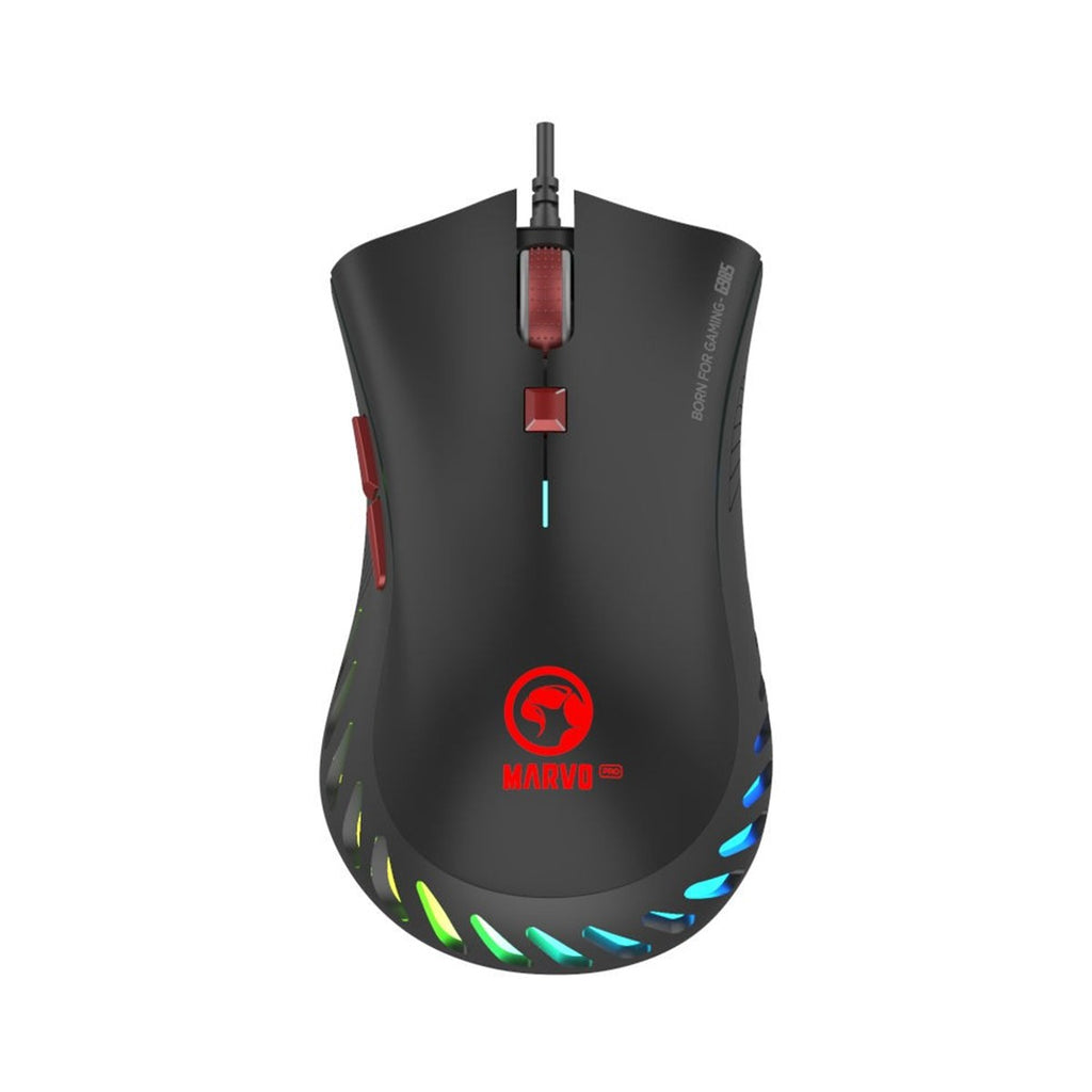 Marvo Pro Souris de jeu optique filaire G985, 7 boutons, RGB, 10 000 DPI, 20 millions de clics