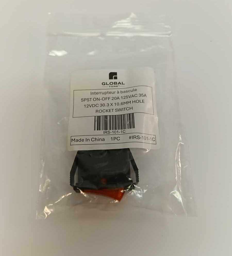 Interrupteur à bascule SPST marche-arrêt, 20 A 125 V CA / 35 A 12 V CC, trou 30,3 x 10,6 mm