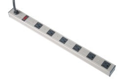 Barre d'alimentation 6 prises en aluminium avec support de fixation, cordon 4 pi