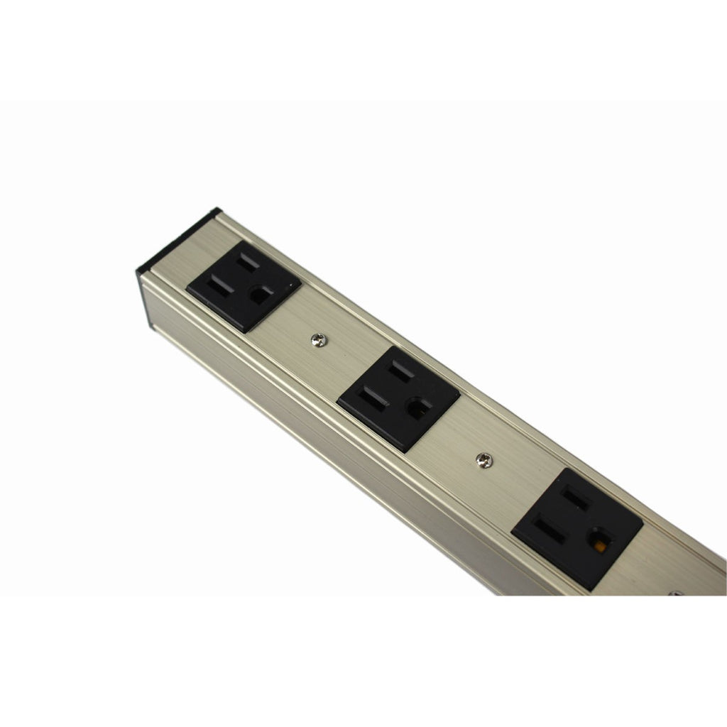 Barre d'alimentation 12 prises en aluminium avec support de fixation, 15 A, cordon 4 pi