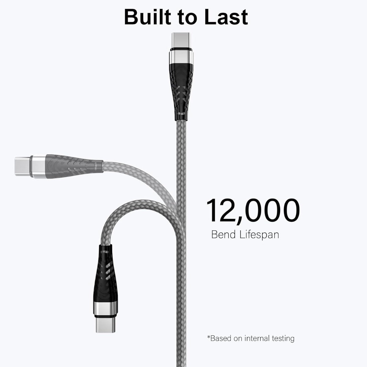 Câbles USB-C vers USB-C 60 W, certifiés MFi, 10 pi, paquet de 4