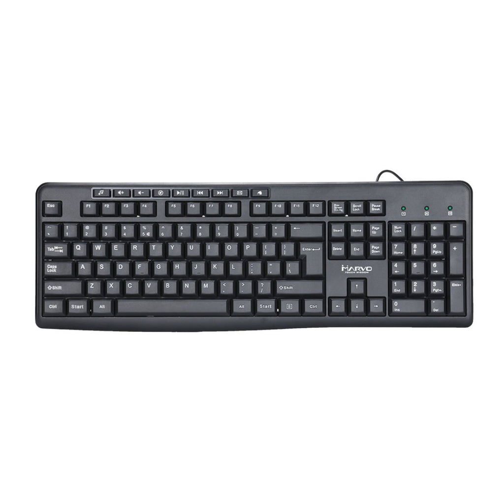 Marvo Office Clavier filaire USB, 104 touches + 9 touches multimédias, anglais, noir (DKB002)