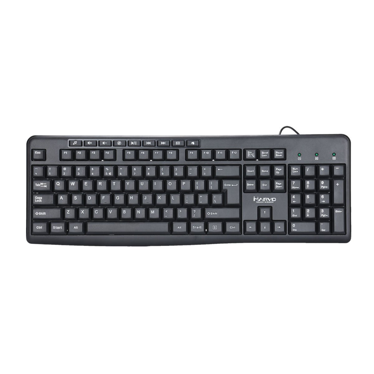Marvo Office Clavier filaire USB, 104 touches + 9 touches multimédias, anglais, noir (DKB002)