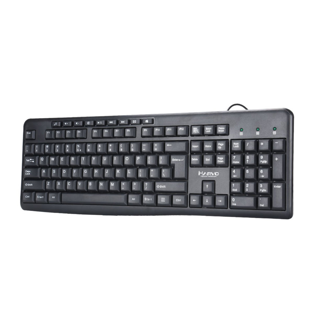 Marvo Office Clavier filaire USB, 104 touches + 9 touches multimédias, anglais, noir (DKB002)