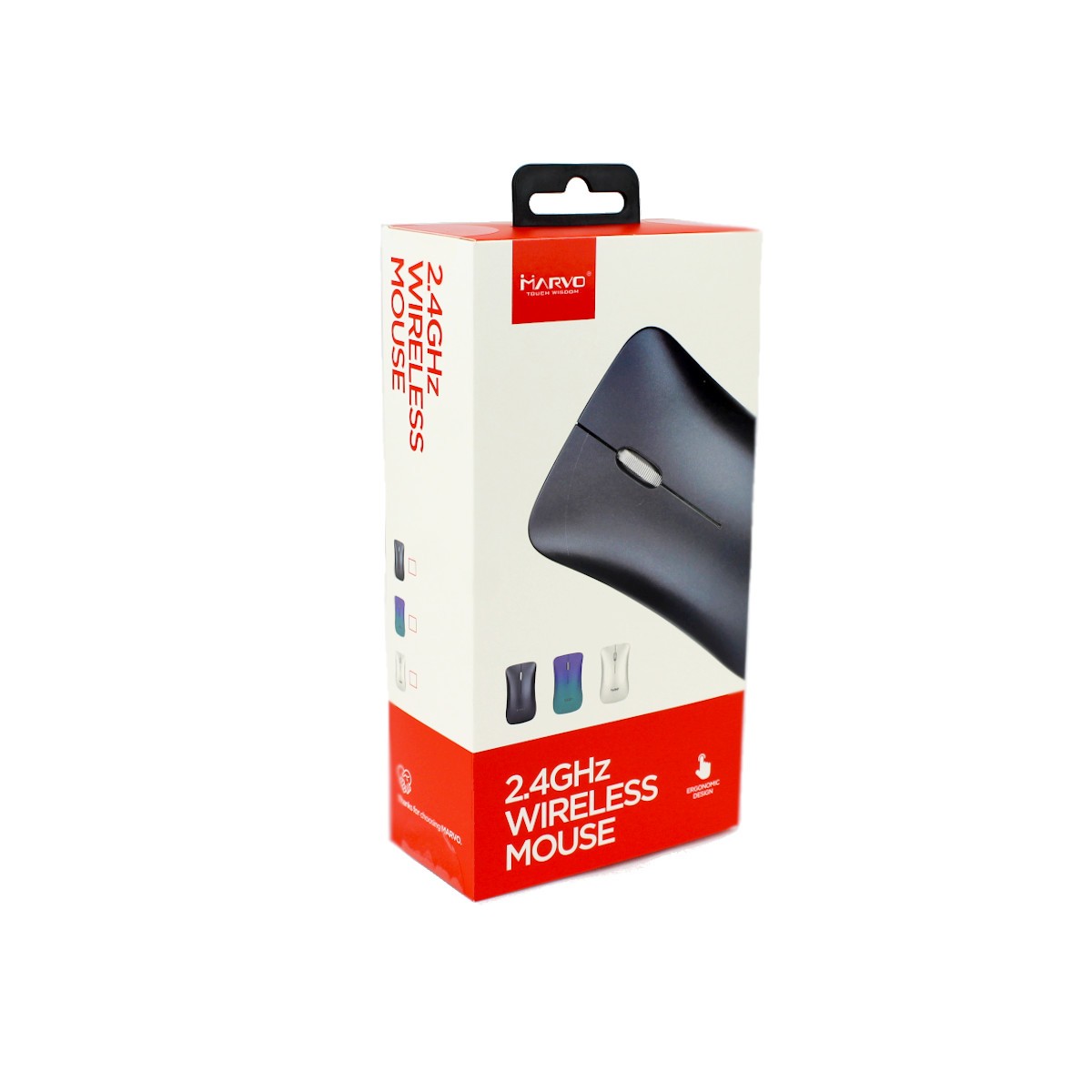 Marvo Office Souris sans fil 2,4 GHz, 3 boutons, 1600 DPI, batterie intégrée, noir (DWM102BK)