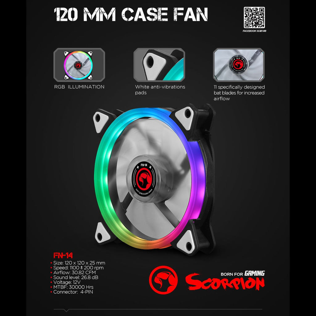 Marvo Pro Ventilateur de boîtier 120 mm à DEL RGB (FN14)