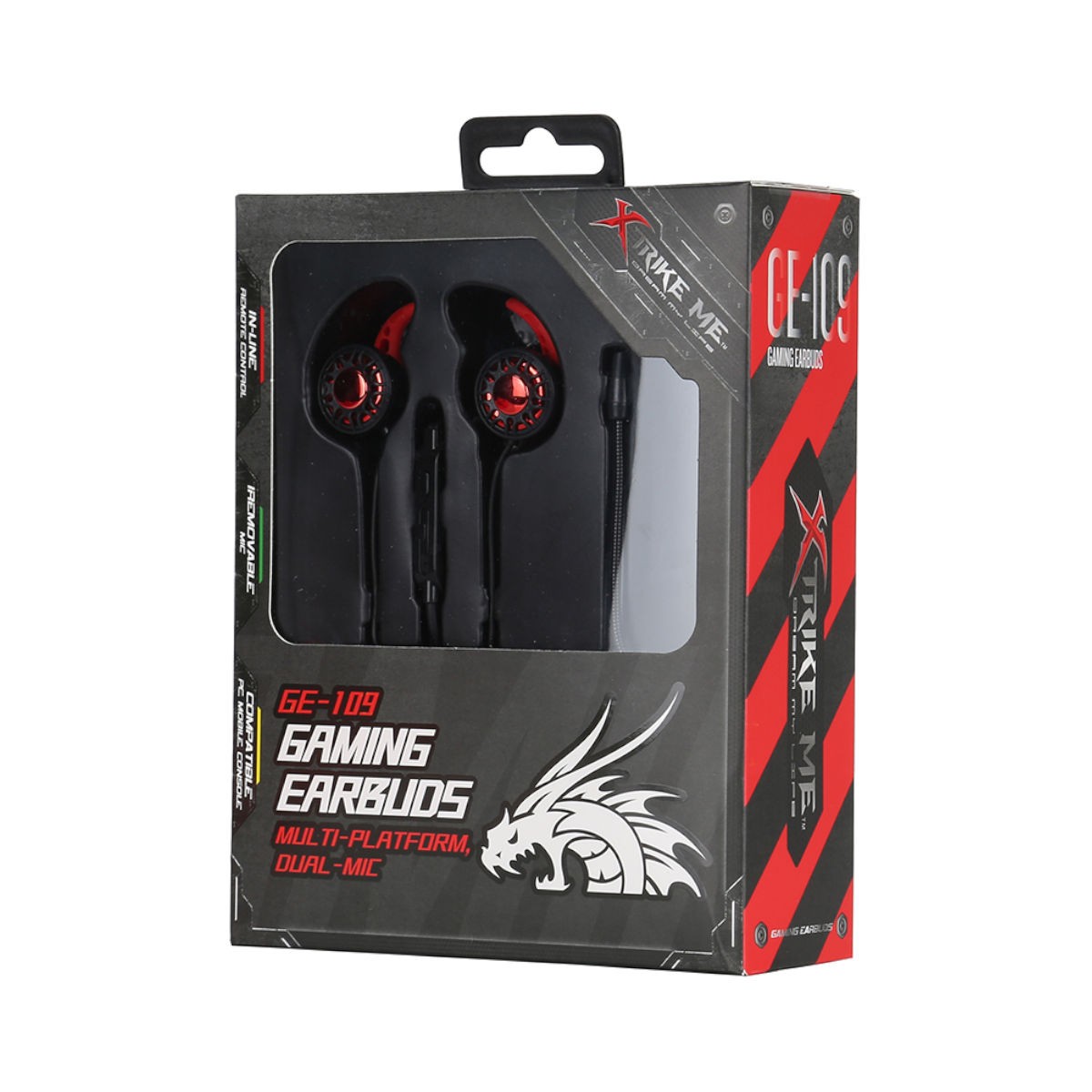 Xtrike Me Écouteurs de jeu intra-auriculaires stéréo avec microphone, câble 1,2 m (GE-109)