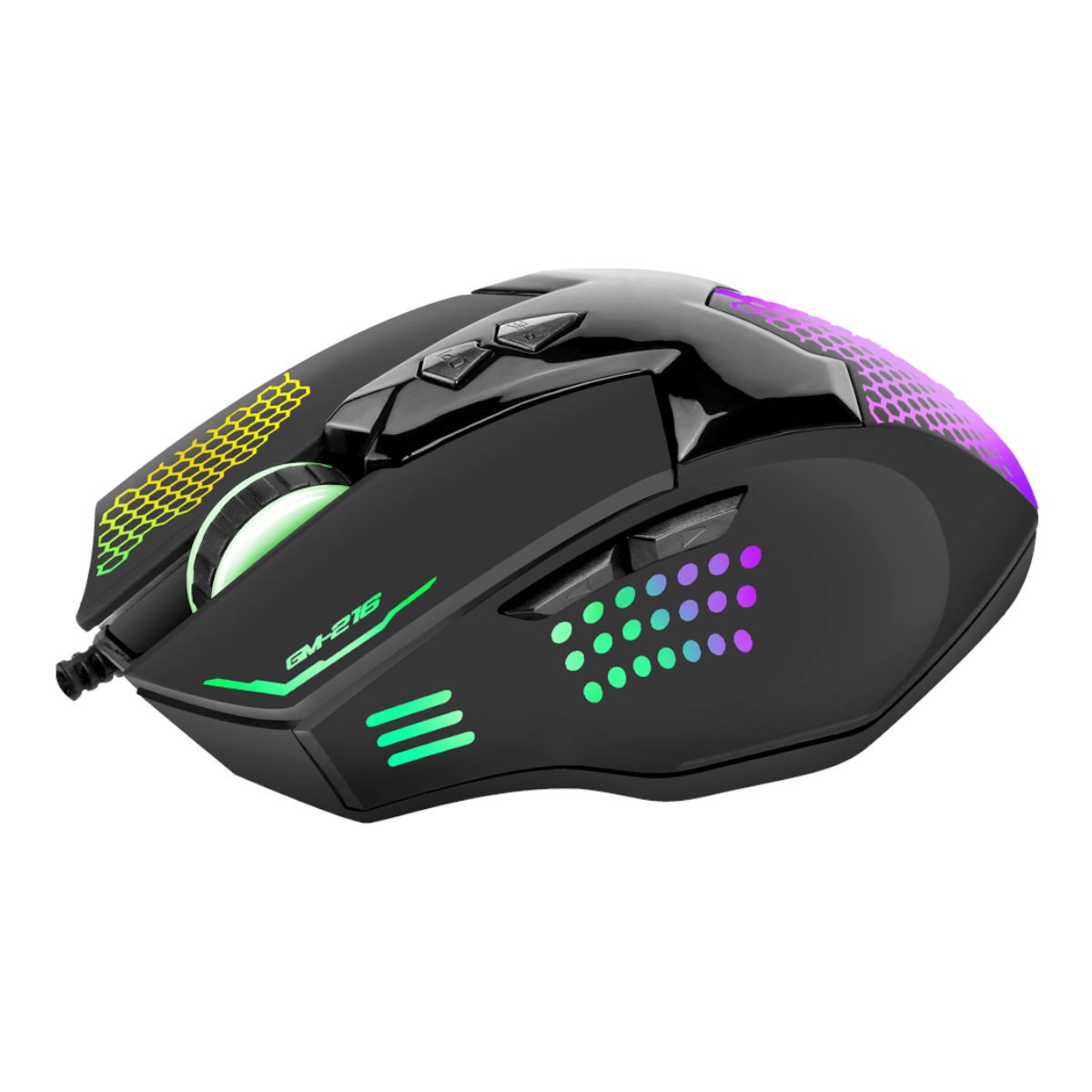 Xtrike Me Souris de jeu optique filaire GM-216, 7 boutons, rétroéclairage 7 couleurs, 3600 DPI