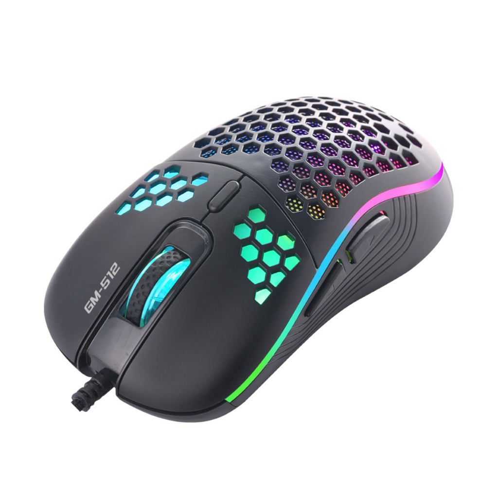 Xtrike Me Souris de jeu optique filaire GM-512, 7 boutons, rétroéclairage RGB, 6400 DPI