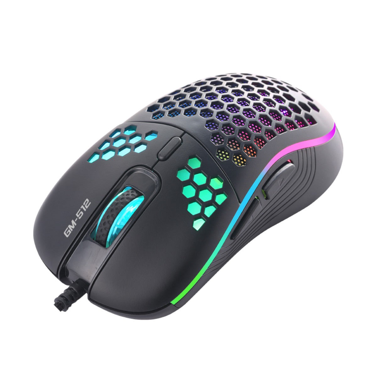Xtrike Me Souris de jeu optique filaire GM-512, 7 boutons, rétroéclairage RGB, 6400 DPI