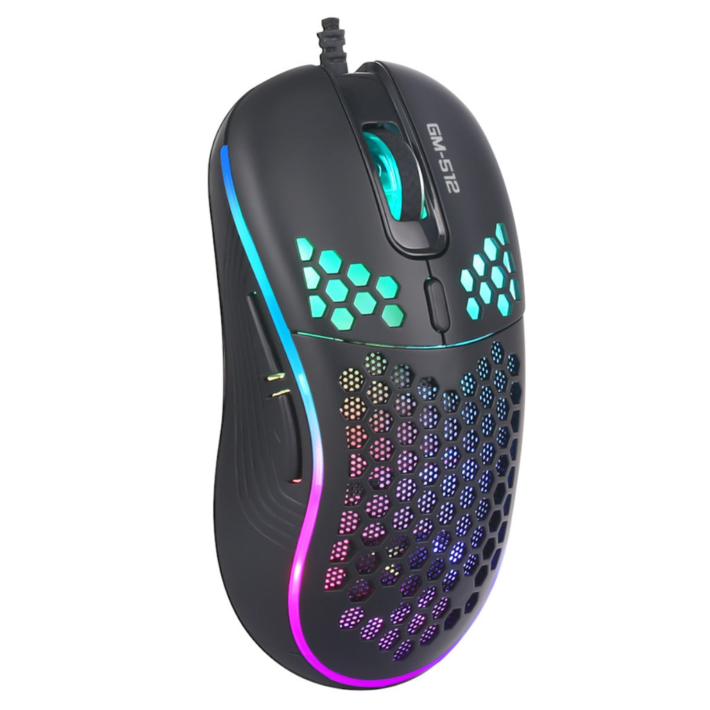 Xtrike Me Souris de jeu optique filaire GM-512, 7 boutons, rétroéclairage RGB, 6400 DPI